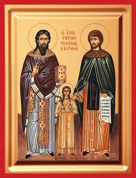 Icon of Saints Raphael, Nicholas and Irene