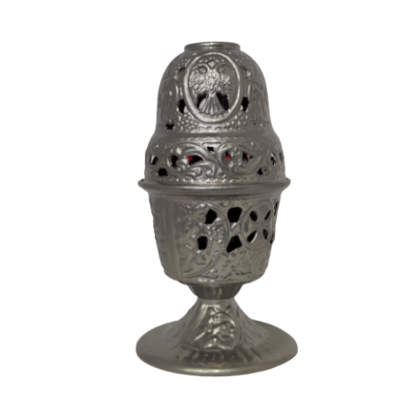 Silver metal pine cone lamp