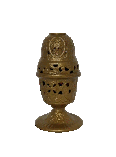 Gold pine cone metal lamp