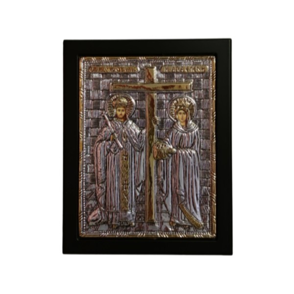 Εικόνα ασημένια επίχρυση Άγιοι Κωνσταντίνου και Ελένης