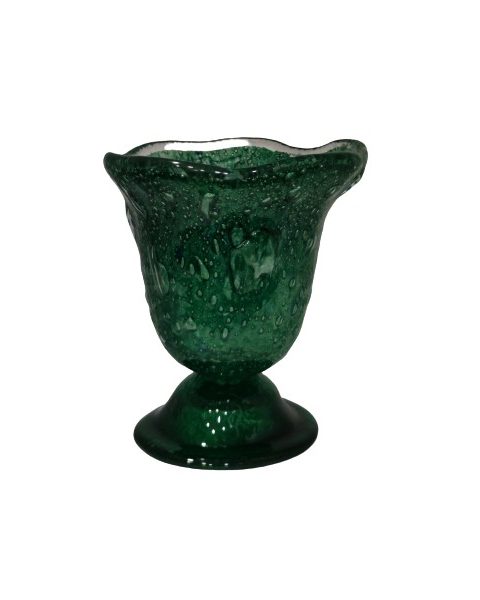 Candle Table Glass Blown Glass with Bubbles - Green