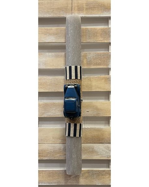 Χειροποίητη πασχαλινή λαμπάδα αυτοκινητάκι μπλε-29cm