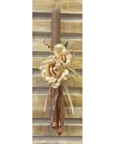 Handmade Easter Candle with Wreath - Petrol 20cm