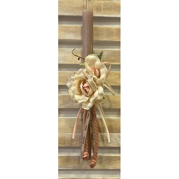 Handmade Easter Candle with Wreath - Petrol 20cm
