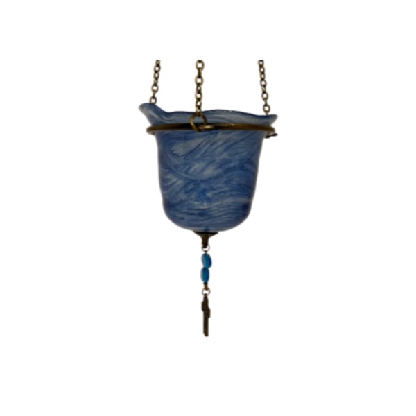 Καντήλι Κρεμαστό Τουλίπα Οπαλίνα Μπλε 53cm