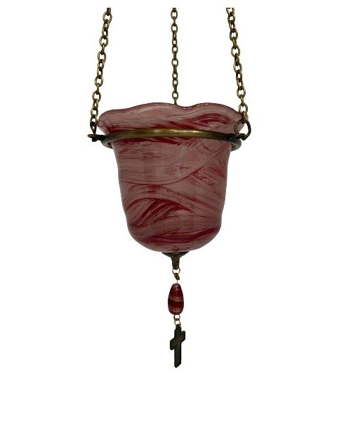 Καντήλι Κρεμαστό Τουλίπα Οπαλίνα Ροζ 53cm