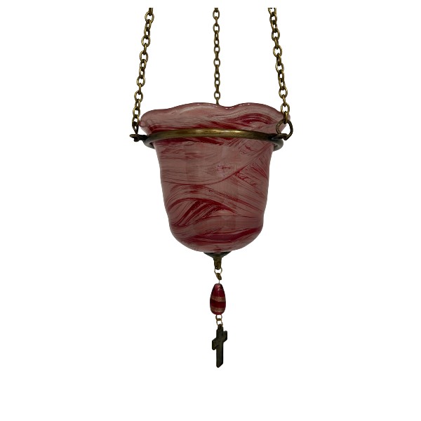 Καντήλι Κρεμαστό Τουλίπα Οπαλίνα Ροζ 53cm