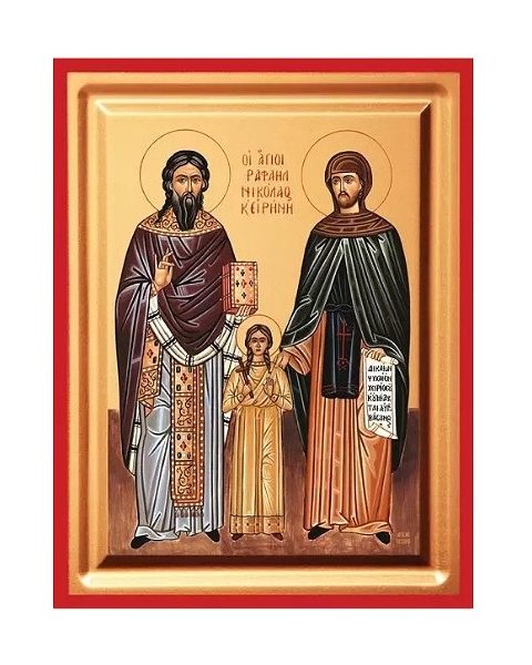 Εικόνα Άγιοι Ραφαήλ, Νικόλαος και Ειρήνη Ξύλινη 30x40x1.9cm