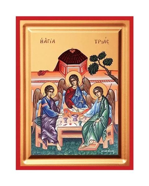 Εικόνα Αγία Τριάδα με τη μορφή τριών Αγγέλων Ξύλινη 19x25x1.6cm