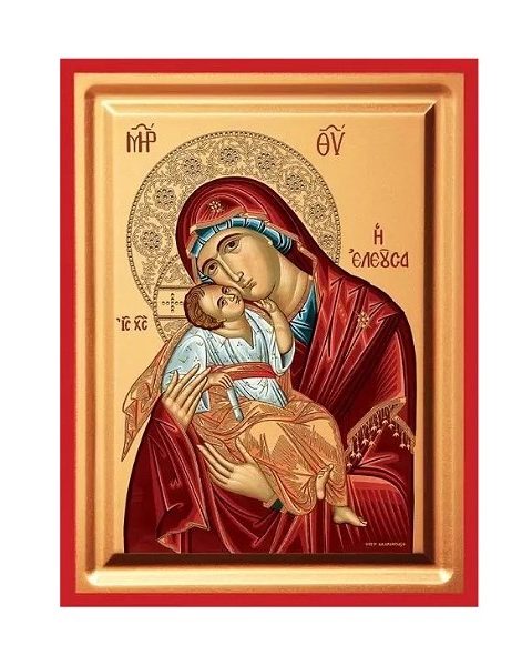 Icon of Virgin Mary Eleousa Wooden 14x18x1.6cm