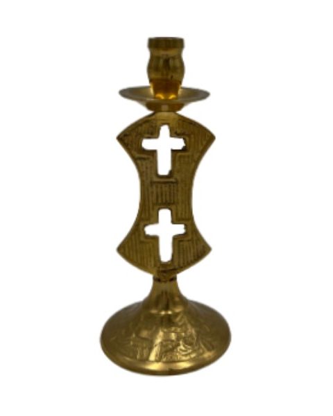 Ecclesiastical Candlestick Gold 5x12cm