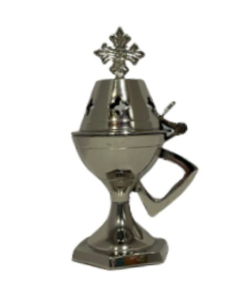 Incense household smooth nickel-plated silver 7x12cm