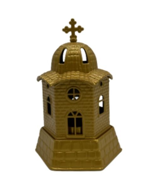 Candle Chapel Metal 9.5x17cm Gold
