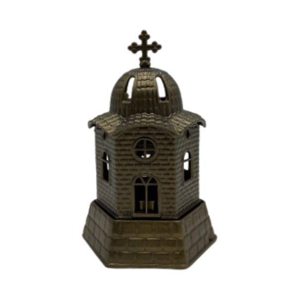 Candle Chapel Metal 9.5x17cm olive