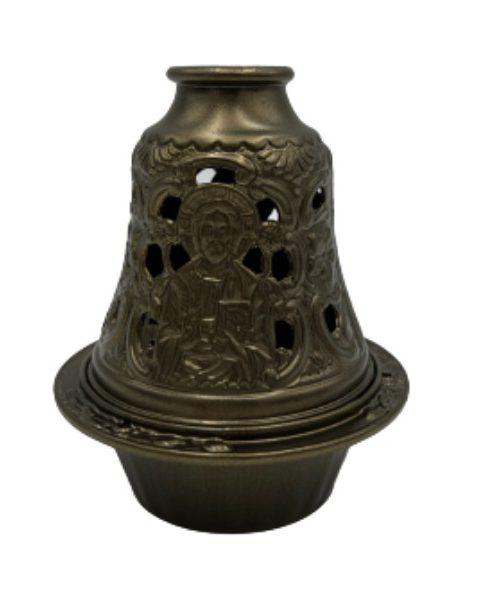 Candle Metal Bell 10.5x13cm Olive