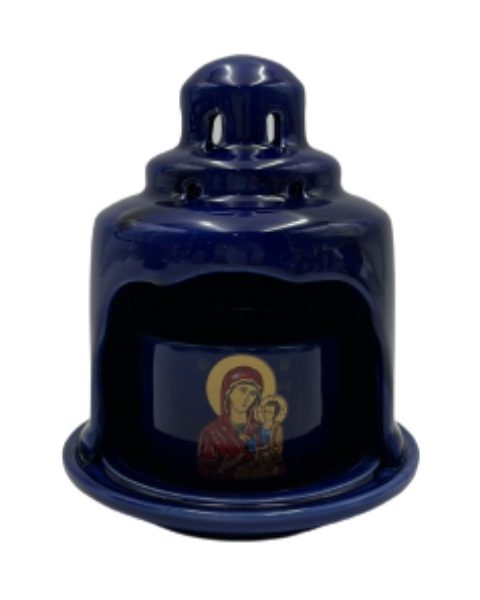Καντήλι Ναός Θεομήτωρ κεραμικό 12x15cm Μπλε