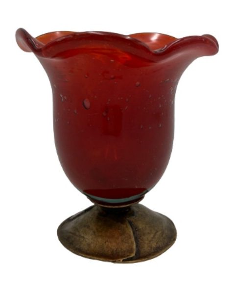 Blown Candle Glass 11.5x13cm Ruby
