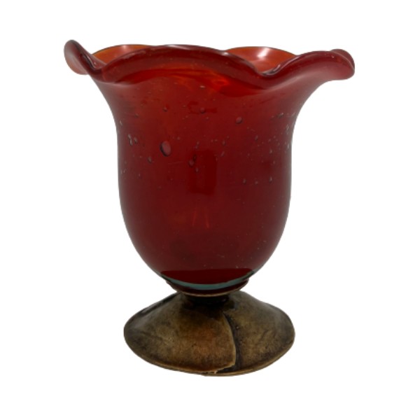 Blown Candle Glass 11.5x13cm Ruby