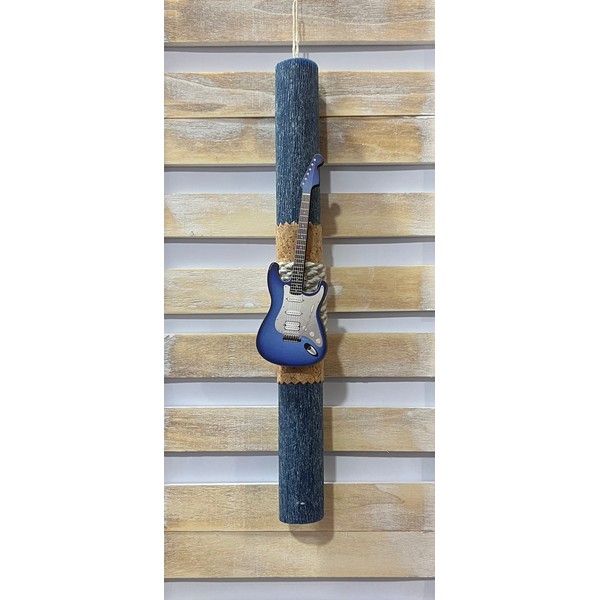 Πασχαλινή Λαμπάδα Ξύλινο Κιθάρα-Μπλε 30cm