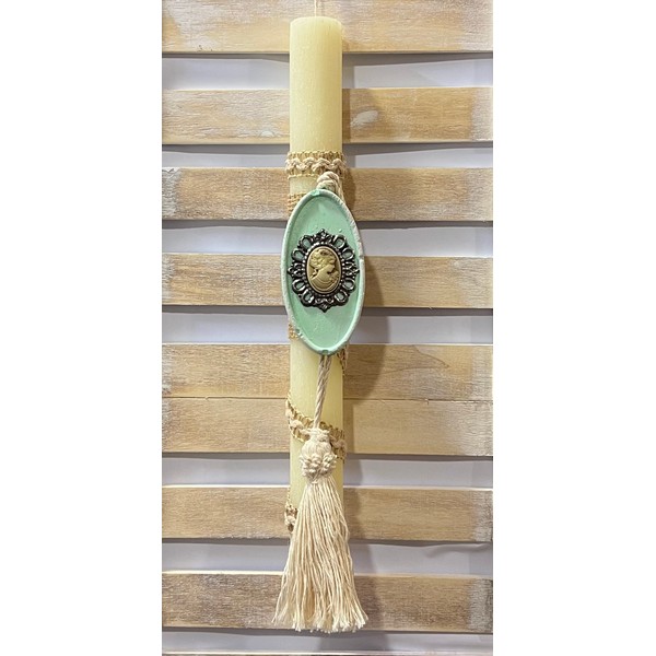 Πασχαλινή λαμπάδα Κρεμαστό Διακοσμητικό Καμέο (Cameo)-Εκρού 30cm