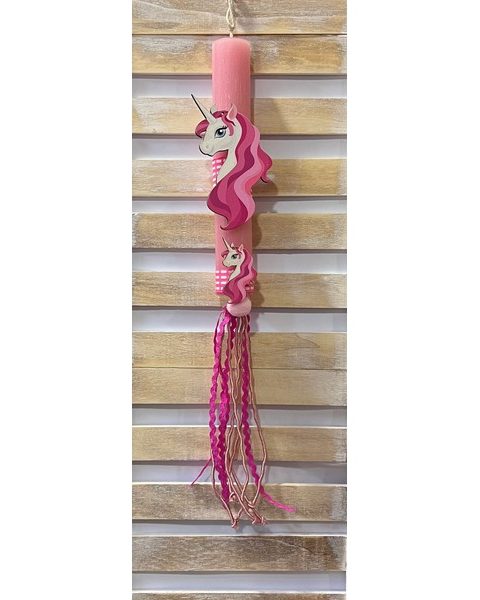 Πασχαλινή λαμπάδα Μονόκερος-Ροζ 20cm