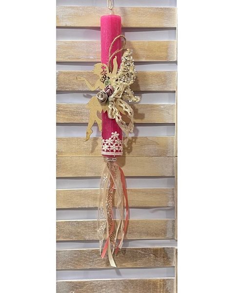 Πασχαλινή λαμπάδα Νεράιδα-Φούξια 20cm